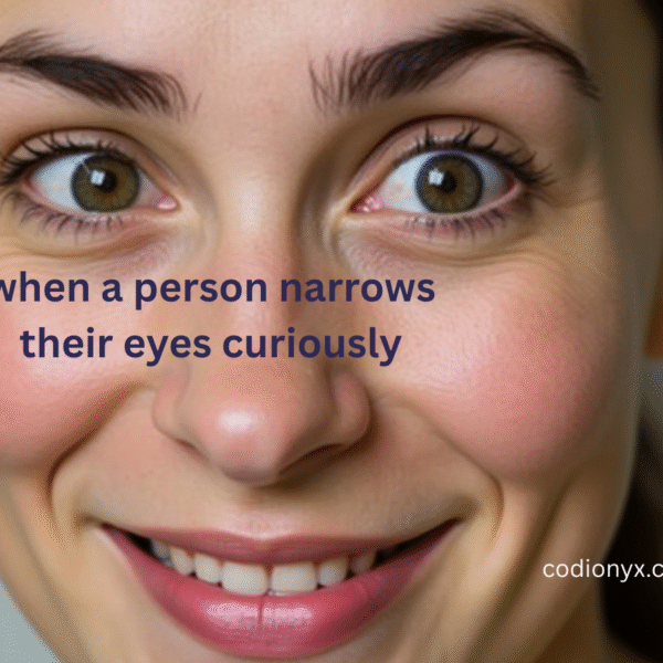 when a person narrows their eyes curiously