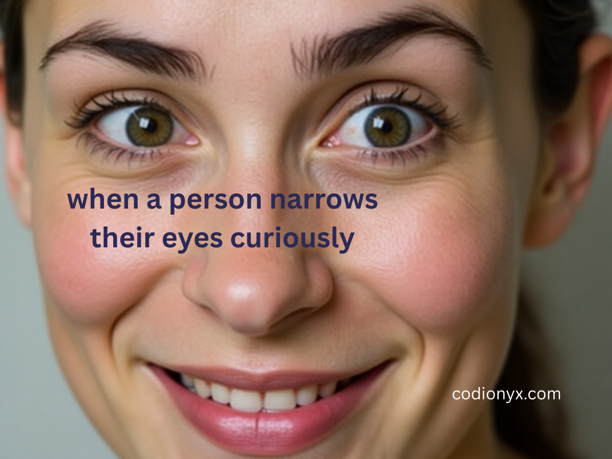 when a person narrows their eyes curiously